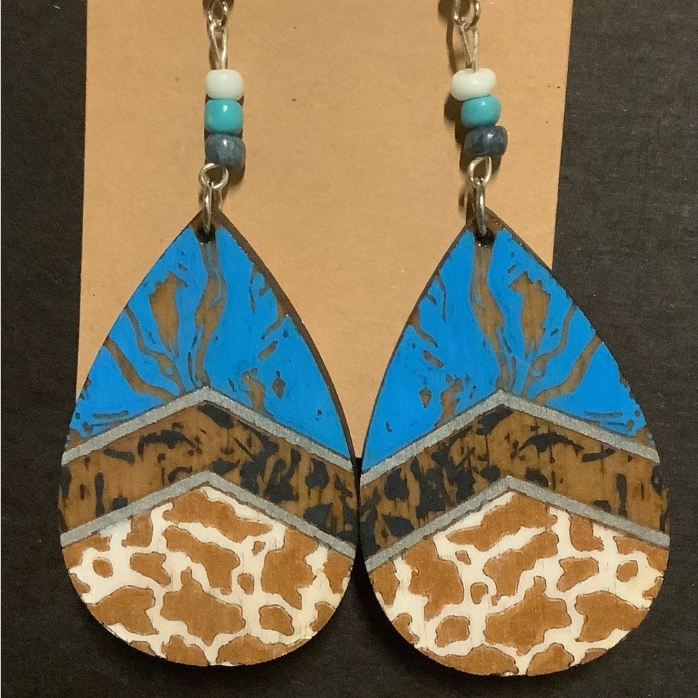 Western Style Hand Painted Wooden earrings